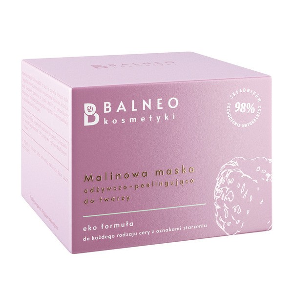 Balneokosmetyki Balneokosmetyki, maska malinowa do twarzy, odżywczo-peelingująca, 50 ml
