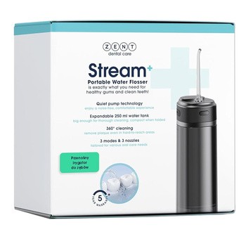 Zent Stream+, bezprzewodowy irygator do zębów, czarny, 1 szt.