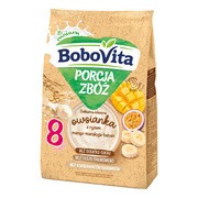 BoboVita Porcja Zbóż, delikatna mleczna owsianka z ryżem, mango, marakuja, banan, 8 m+, 210 g