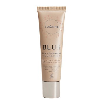 Lumene Blur 16h Longwear Foundation, długotrwały podkład SPF 15, 0 Light Ivory, 30 ml