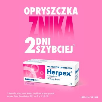 Herpex, 50 mg/g, krem, 2 g (tuba)