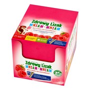 Zdrowy Lizak MniamMniam, na ząbki kości i odporność z witaminą C i D, smak malinowy, lizaki, 40 szt.