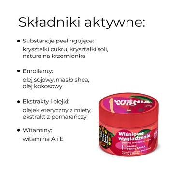 Farmona Tutti Frutti, Wygładzający peeling cukrowy, wiśniowe wygładzenie, 300 g