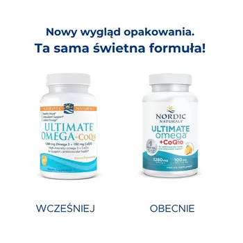 Nordic Naturals Ultimate Omega 1280 mg + CoQ10 100 mg, kapsułki, smak cytrynowy, 60 szt.