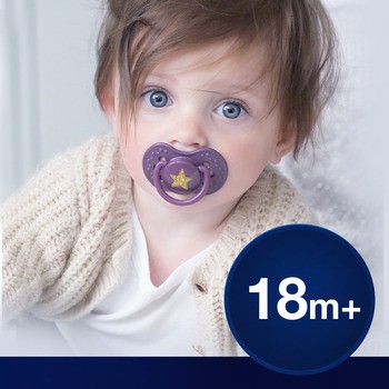 Canpol Lovi Stardust, smoczek silikonowy uspokajający, dynamiczny 0-3 m, niebieski, 2 szt.