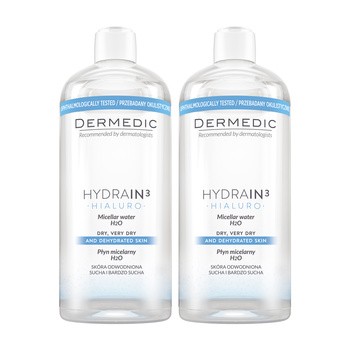 Dermedic Hydrain 3 Hialuro, płyn micelarny H2O, 2x500 ml