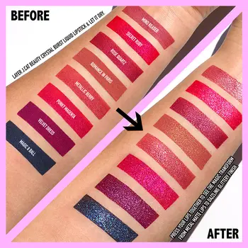 J.Cat Beauty Crystal Burst Liquid Lipstick, błyszczyk do ust z drobinkami 102 Secret Ruby, 0,8 g