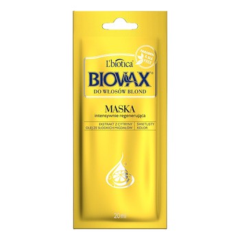 Biovax, intensywnie regenerująca maseczka do włosów blond, 20 ml, 1 saszetka