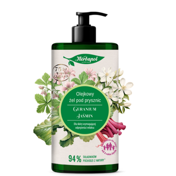 Herbapol, olejkowy żel prysznic, geranium - jaśmin, 740 ml