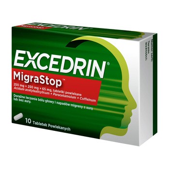 Excedrin MigraStop, 250 mg + 250 mg + 65 mg, tabletki powlekane, 10 szt.