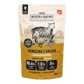 Wiejska Zagroda Jagnięcina z kaczką i kocimiętką, mokra karma dla kota, 100 g