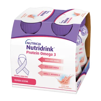 Nutridrink Protein Omega 3, płyn rześki smak mango-brzoskwinia, 4 x 125 ml