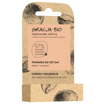 Gracja Bio, pomadka do ust 2w1, ochronno-pielęgnacyjna, kokos, 5 g