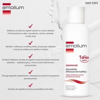 Emolium Dermocare, emulsja do kąpieli od 1. dnia życia, 400 ml