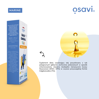Osavi Daily Omega Kids 800 mg Omega 3, płyn, smak cytrynowy, 250 ml