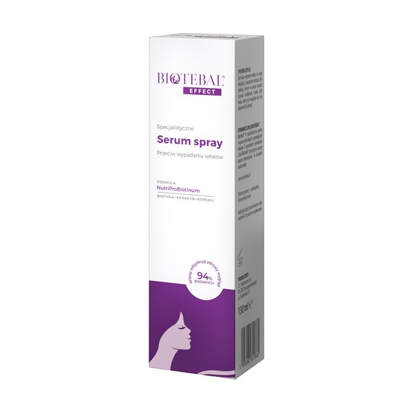 Biotebal Biotebal Effect, specjalistyczne serum spray przeciw wypadaniu włosów, 130 ml — Składniki i ocena