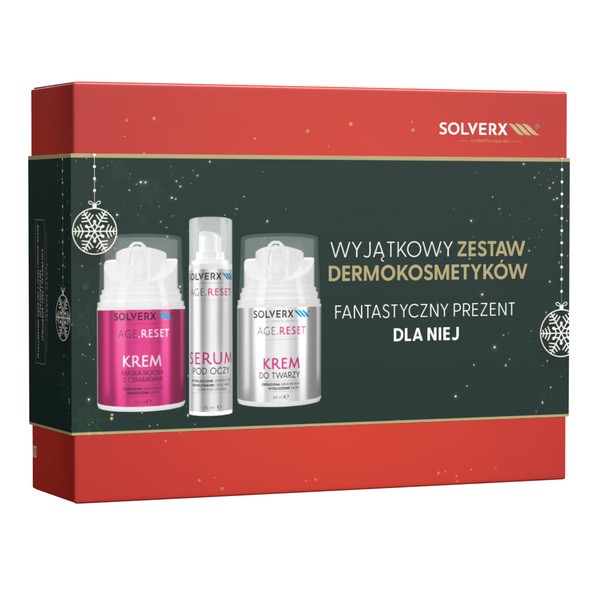 Solverx Zestaw Solverx Age Reset, krem-maska na noc, 50 ml + krem do twarzy, 50 ml + serum pod oczy, 15 ml