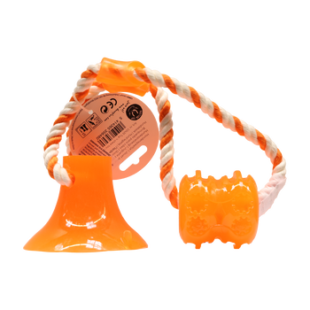 Duvoplus Tug 'n Chew Toy, zabawka dla psa z przyssawką i sznurkiem, pomarańczowy, 1 szt.