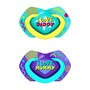 Canpol Babies, smoczek silikonowy, symetryczny, Neon Love, 6-18 m, blue, 2 szt.