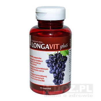 LongaVit Plus, kapsułki czerwone wino, 45 szt