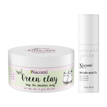 Zestaw Nacomi, glinka zielona, maska oczyszczająca, 65 g + serum kwas salicylowy 2%, 30 ml