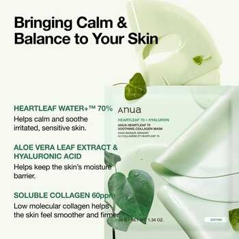 Anua Heartleaf 70 Soothing Collagen Mask, maska do twarzy, 4 szt.