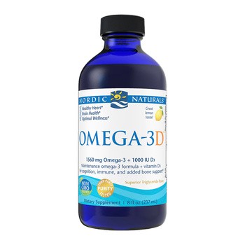 Nordic Naturals, Omega-3D 1560 mg, płyn, smak cytrynowy, 237 ml