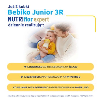 Bebiko Junior 3R NUTRIflor Expert, mleko modyfikowane z kleikiem ryżowym, proszek, 600 g