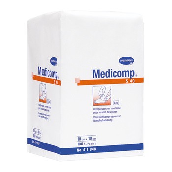 Medicomp kompresy włókninowe, niejałowe, 4 warstwowe, 10 x 10 cm, 100 szt.