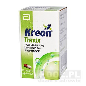 Kreon Travix (Kreon 10 000), 150mg, kapsułki dojelitowe, 20szt, butelka