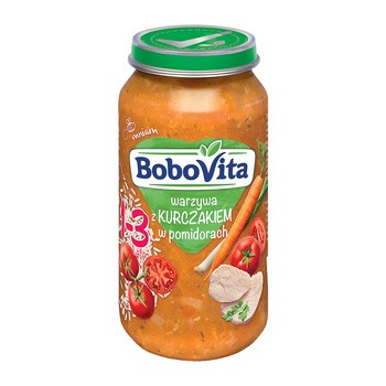 BoboVita, obiadek warzywa z kurczakiem w pomidorach, 12 m+, 250 g