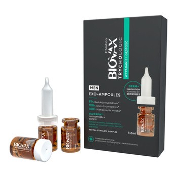 L'biotica Biovax Trychologic Exo-Ampoules Men Wypadanie i Gęstość, kuracja przeciw wypadaniu włosów dla mężczyzn, 7 x 5 ml