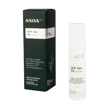 Asoa, krem do twarzy SPF 50+ PA++++, chemiczny, 50 ml