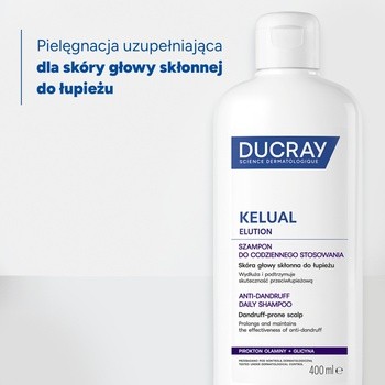 Ducray Kelual Elution, szampon do codziennego stosowania dla skóry głowy skłonnej do łupieżu, 400 ml