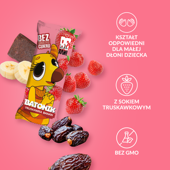 BeRaw! Kids, truskawka & banan, baton owocowy, 25 g