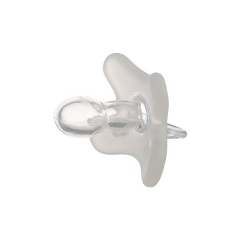 Canpol Babies, smoczek uspokajający 100% silikonowy symetryczny, 6-12m, biały, 1 szt.