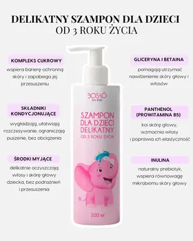 Bosko Cosmetics, szampon dla dzieci, delikatny od 3 roku życia, 200 ml