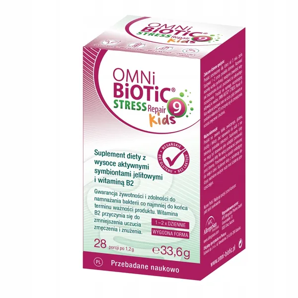 Пробиотик Omni-Biotic Stress Repair 9 Kids, для детей с 3 лет, персик, порошок, 28 саше