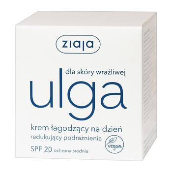 Ziaja Ulga dla skóry wrażliwej, krem łagodzący na dzień redukujący podrażnienia, SPF 20, 50 ml