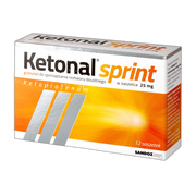 Ketonal Sprint, 25 mg, granulki do sporządzania roztworu doustnego, 12 saszetek