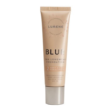 Lumene Blur 16h Longwear Foundation, długotrwały podkład SPF 15, 2 Soft Honey, 30 ml