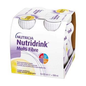 Nutridrink Multi Fibre, smak waniliowy, płyn, 4 x 125 ml
