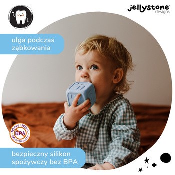 Jellystone Designs, silikonowe kostki edukacyjne, popielaty i śnieżnobiały, 2 szt.