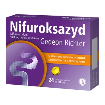 Nifuroksazyd Gedeon Richter, 100 mg, tabletki powlekane, 24 szt.
