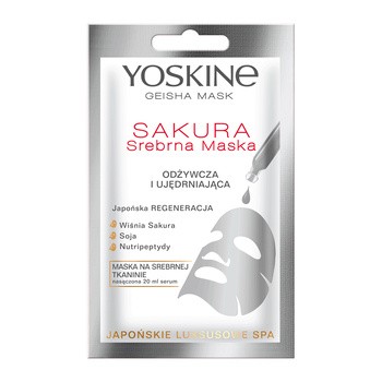 Yoskine Geisha Mask, maska na srebrnej tkaninie Sakura, 20 ml