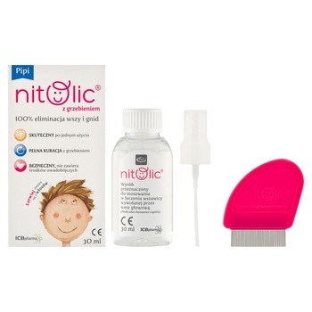 Pipi Nitolic, płyn przeciw wszawicy, z grzebieniem, 30 ml