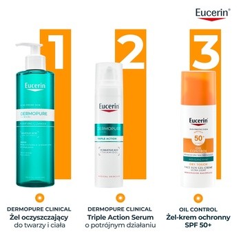 Eucerin Oil Control Dry Touch, żel-krem ochronny SPF 50+, 50 ml