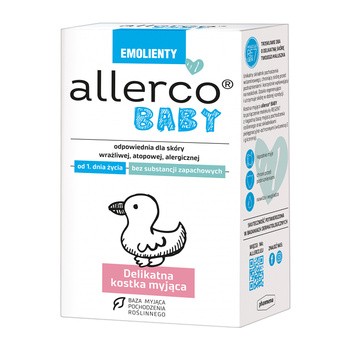 Allerco Baby Emolienty, delikatna kostka myjąca, od 1. dnia życia, 100 g