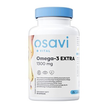 Osavi Omega-3 Extra 1300 mg, smak cytrynowy, kapsułki, 180 szt.