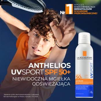 La Roche-Posay Anthelios UVSPORT, niewidoczna mgiełka odświeżająca SPF 50+, 200 ml